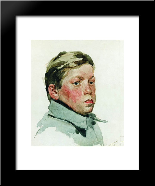 Head Of Boy 20x24 Black Modern Wood Framed Art Print Poster by Ryabushkin, Andrei