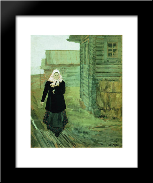 In A Village. Going To Liturgy 20x24 Black Modern Wood Framed Art Print Poster by Ryabushkin, Andrei