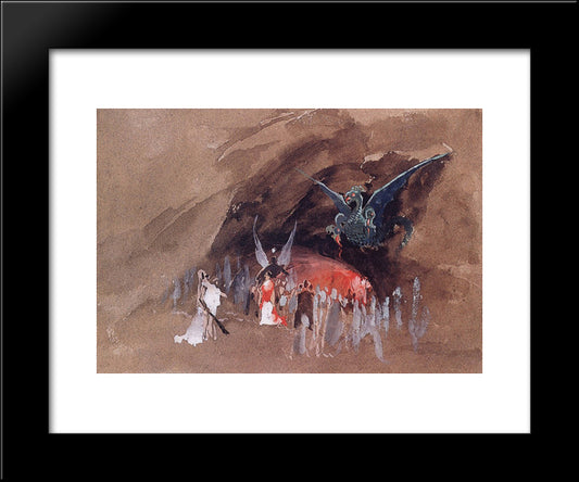In The Dragon Cave 20x24 Black Modern Wood Framed Art Print Poster by Ryabushkin, Andrei