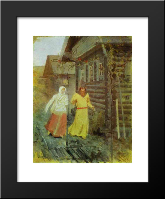 In The Village 20x24 Black Modern Wood Framed Art Print Poster by Ryabushkin, Andrei