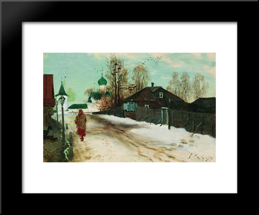 Mikhailovsky Street In Novgorod 20x24 Black Modern Wood Framed Art Print Poster by Ryabushkin, Andrei