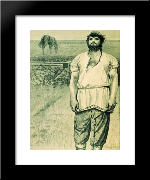 Mikula Selyaninovich. Illustration For The Book Russian Epic Heroes 20x24 Black Modern Wood Framed Art Print Poster by Ryabushkin, Andrei