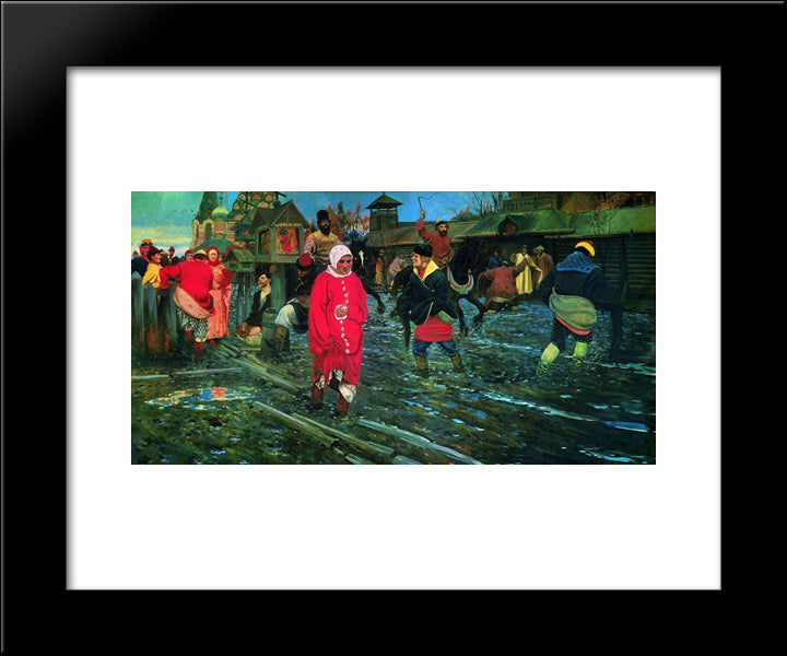 Moscow Street Of Xvii Century 20x24 Black Modern Wood Framed Art Print Poster by Ryabushkin, Andrei