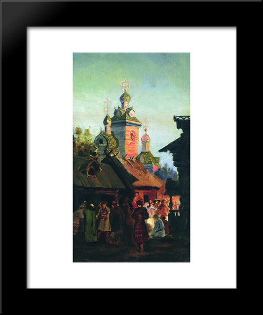 Old Moscow Street 20x24 Black Modern Wood Framed Art Print Poster by Ryabushkin, Andrei