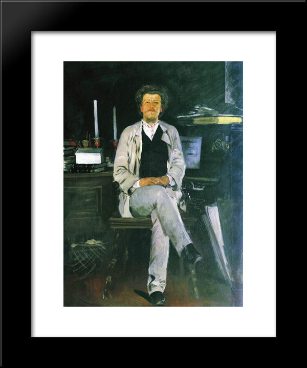 Portrait Of I. F. Tyumenev 20x24 Black Modern Wood Framed Art Print Poster by Ryabushkin, Andrei
