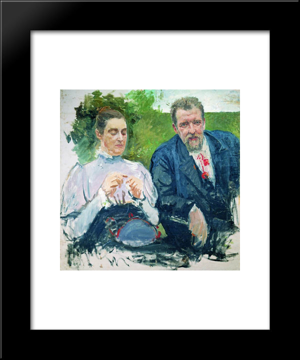 Portrait Of I. F. Tyumenev With His Wife 20x24 Black Modern Wood Framed Art Print Poster by Ryabushkin, Andrei