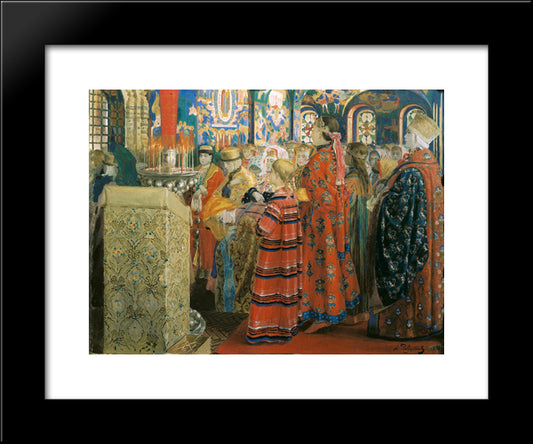 Russian Women Of The Xvii Century In Church 20x24 Black Modern Wood Framed Art Print Poster by Ryabushkin, Andrei