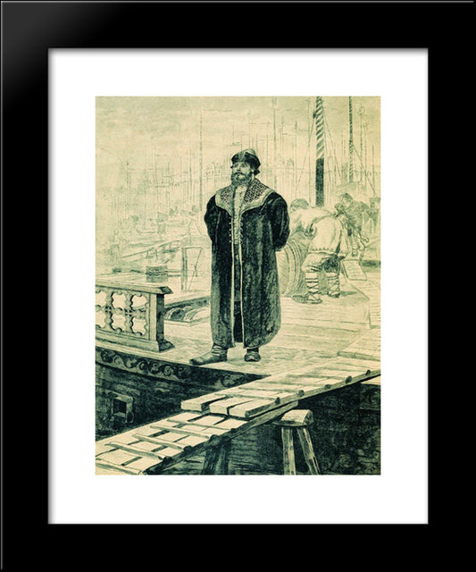 Sadko, A Wealthy Guest Of Novgorod. Illustration For The Book Russian Epic Heroes 20x24 Black Modern Wood Framed Art Print Poster by Ryabushkin, Andrei