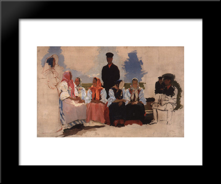 Sunday In The Village 20x24 Black Modern Wood Framed Art Print Poster by Ryabushkin, Andrei