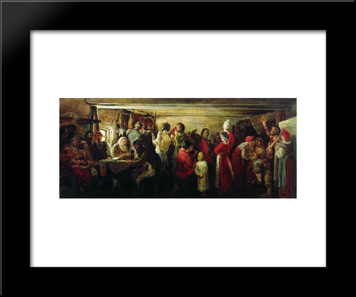 Village Wedding In The Tambov Province 20x24 Black Modern Wood Framed Art Print Poster by Ryabushkin, Andrei