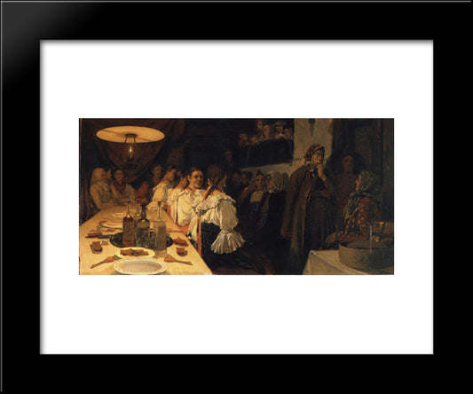 Waiting For Bridal Couple'S Return From A Church In Novgorod Province 20x24 Black Modern Wood Framed Art Print Poster by Ryabushkin, Andrei