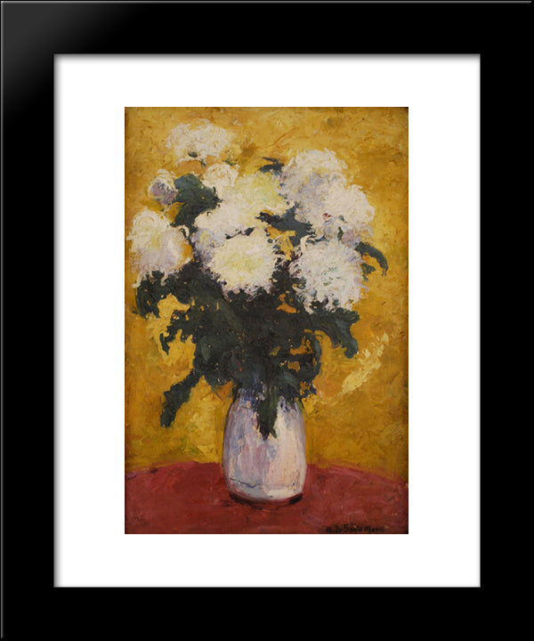 Crisantemos 20x24 Black Modern Wood Framed Art Print Poster by Santa Maria, Andres de