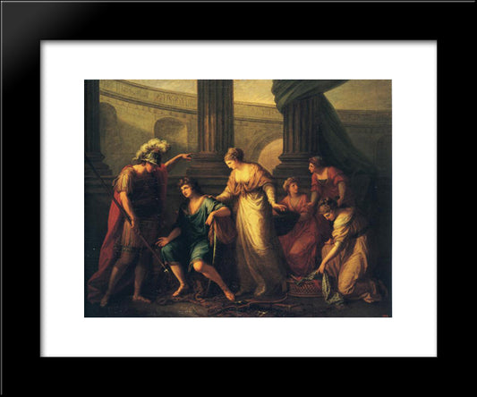 Hector Calls Paris To The Battle 20x24 Black Modern Wood Framed Art Print Poster by Kauffman, Angelica