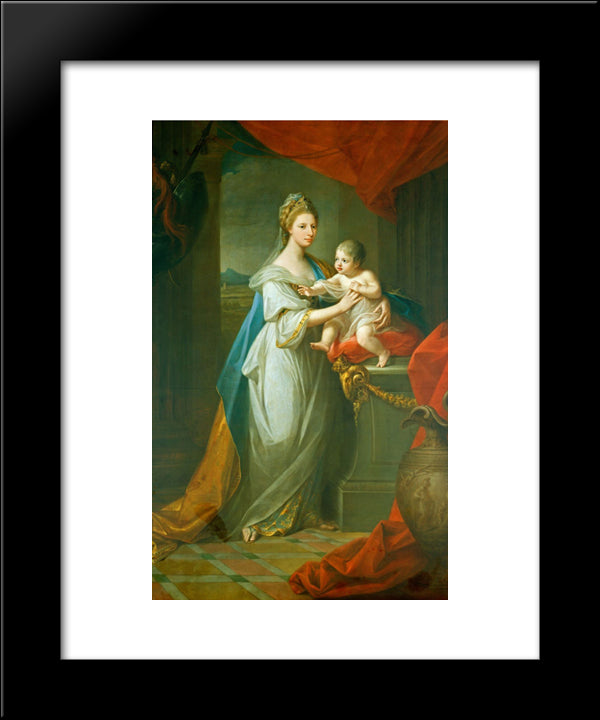 Portrait Of Augusta Of Hanover With Her First Born Son Karl Georg Of Brunswick 20x24 Black Modern Wood Framed Art Print Poster by Kauffman, Angelica