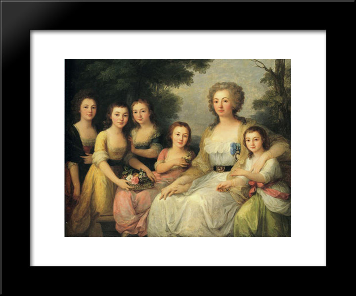 Portrait Of Countess A S Protasova With Her Nieces 20x24 Black Modern Wood Framed Art Print Poster by Kauffman, Angelica