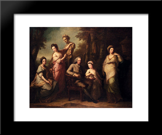 Portrait Of Philip Tisdall With His Wife And Family 20x24 Black Modern Wood Framed Art Print Poster by Kauffman, Angelica