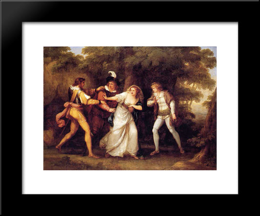 Valentine Rescues Silvia In 'The Two Gentlemen Of Verona' 20x24 Black Modern Wood Framed Art Print Poster by Kauffman, Angelica