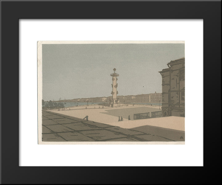 A View Of The Neva River 20x24 Black Modern Wood Framed Art Print Poster by Ostroumova Lebedeva, Anna
