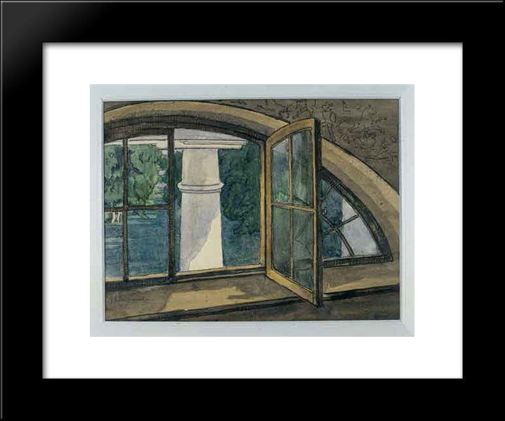 A Window 20x24 Black Modern Wood Framed Art Print Poster by Ostroumova Lebedeva, Anna