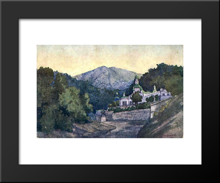 Crimea. Monastery Of St. Cosmas And St.Damian. 20x24 Black Modern Wood Framed Art Print Poster by Ostroumova Lebedeva, Anna