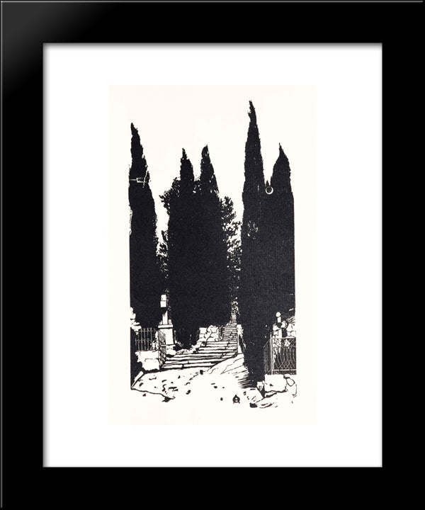 Cypress Trees 20x24 Black Modern Wood Framed Art Print Poster by Ostroumova Lebedeva, Anna