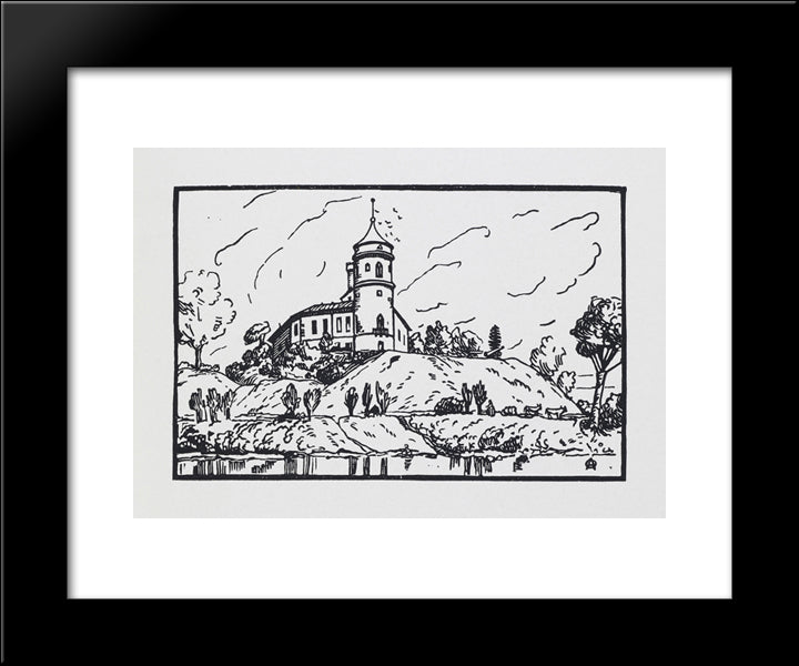 Fortress 'Beep' 20x24 Black Modern Wood Framed Art Print Poster by Ostroumova Lebedeva, Anna