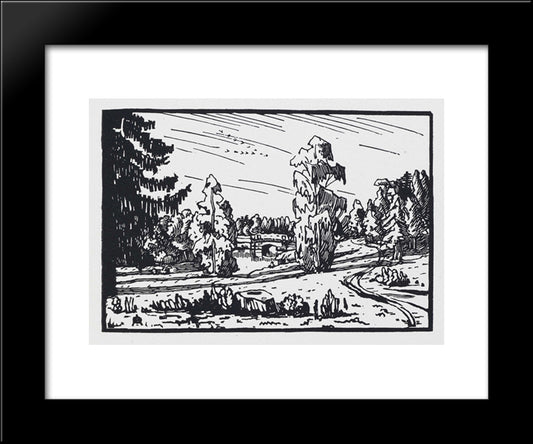 Landscape Around The Viscontiev Bridge 20x24 Black Modern Wood Framed Art Print Poster by Ostroumova Lebedeva, Anna