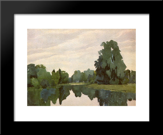 Pavlovsk. Rozopavilonny Pond. 20x24 Black Modern Wood Framed Art Print Poster by Ostroumova Lebedeva, Anna