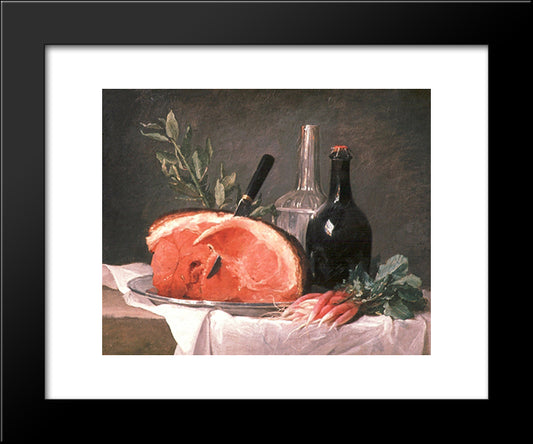 Still Life With A Ham 20x24 Black Modern Wood Framed Art Print Poster by Vallayer Coster, Anne