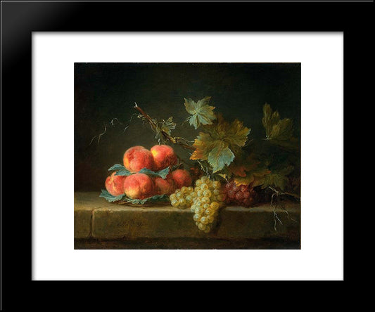 Still Life With Peaches And Grapes 20x24 Black Modern Wood Framed Art Print Poster by Vallayer Coster, Anne