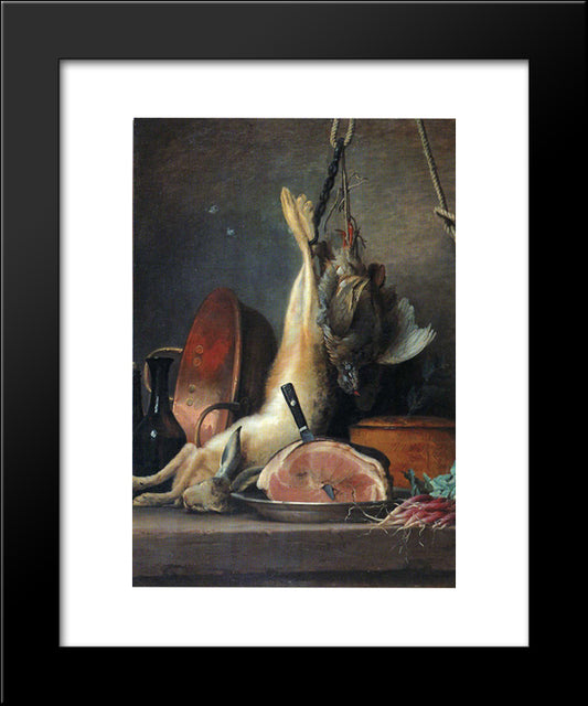 Still Life With Rabbit 20x24 Black Modern Wood Framed Art Print Poster by Vallayer Coster, Anne