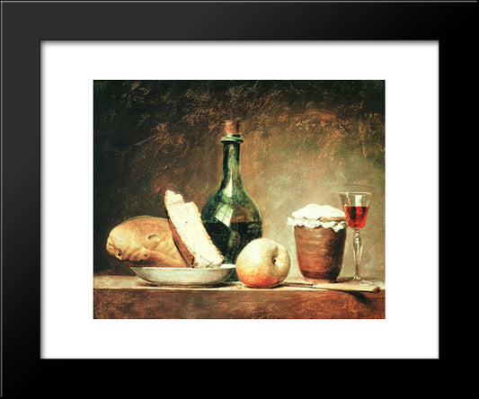 Still Life With Round Bottle 20x24 Black Modern Wood Framed Art Print Poster by Vallayer Coster, Anne