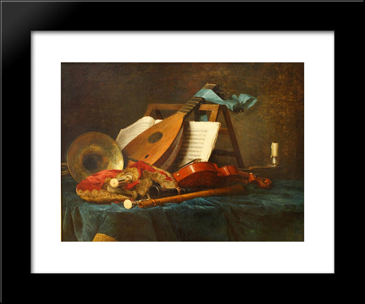 The Attributes Of Music 20x24 Black Modern Wood Framed Art Print Poster by Vallayer Coster, Anne