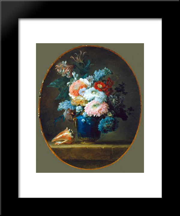 Vase Of Flowers 20x24 Black Modern Wood Framed Art Print Poster by Vallayer Coster, Anne