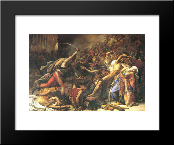 Revolt In Cairo (On) 21 October 1798 20x24 Black Modern Wood Framed Art Print Poster by Girodet, Anne Louis