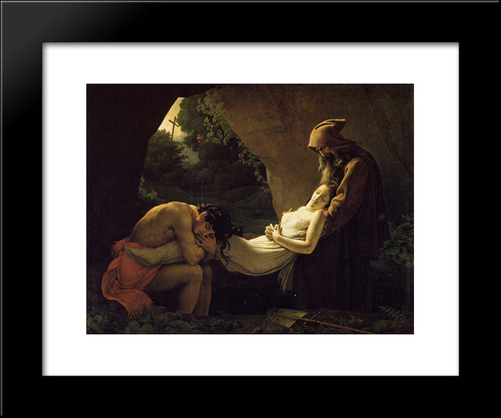 The Burial Of Atala 20x24 Black Modern Wood Framed Art Print Poster by Girodet, Anne Louis