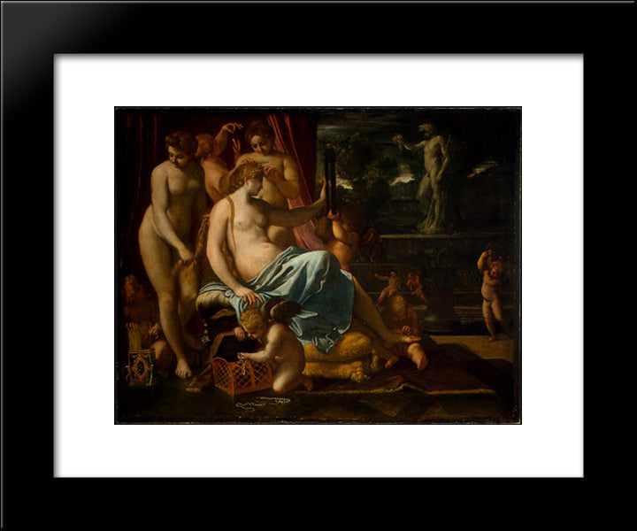 Adorned By The Graces 20x24 Black Modern Wood Framed Art Print Poster by Carracci, Annibale