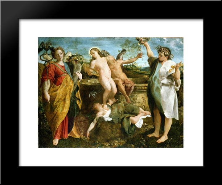 An Allegory Of Truth And Time 20x24 Black Modern Wood Framed Art Print Poster by Carracci, Annibale