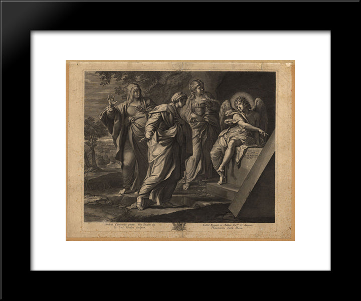 Angel Announcing The Resurrection Of Christ To The Three Marys 20x24 Black Modern Wood Framed Art Print Poster by Carracci, Annibale