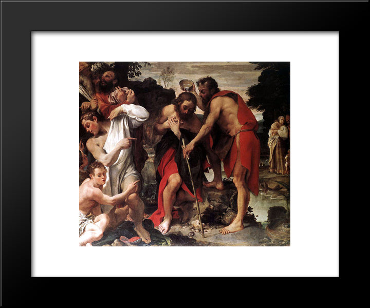 Baptism Of Christ 20x24 Black Modern Wood Framed Art Print Poster by Carracci, Annibale