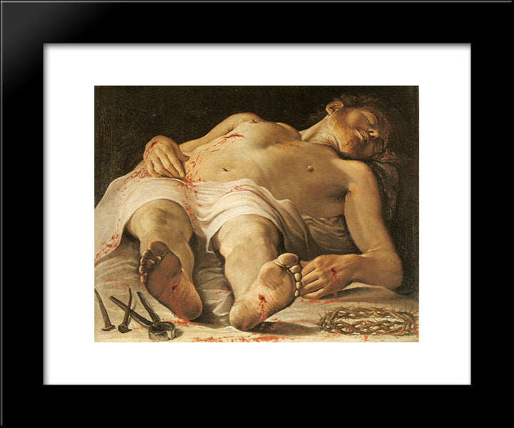 Corpse Of Christ 20x24 Black Modern Wood Framed Art Print Poster by Carracci, Annibale