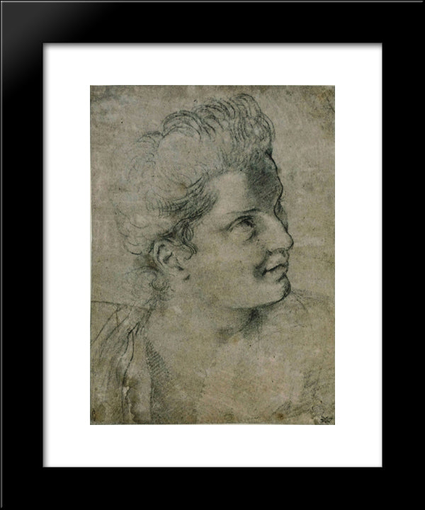 Face A Woman Turned Towards The Right 20x24 Black Modern Wood Framed Art Print Poster by Carracci, Annibale