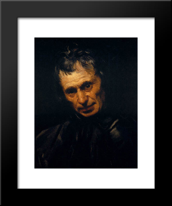 Head Of A Man 20x24 Black Modern Wood Framed Art Print Poster by Carracci, Annibale