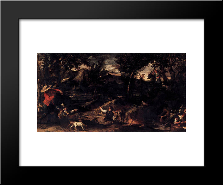 Hunting 20x24 Black Modern Wood Framed Art Print Poster by Carracci, Annibale