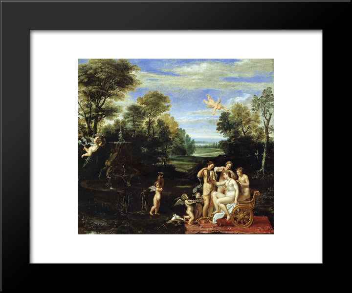 Landscape With The Toilet Of Venus 20x24 Black Modern Wood Framed Art Print Poster by Carracci, Annibale