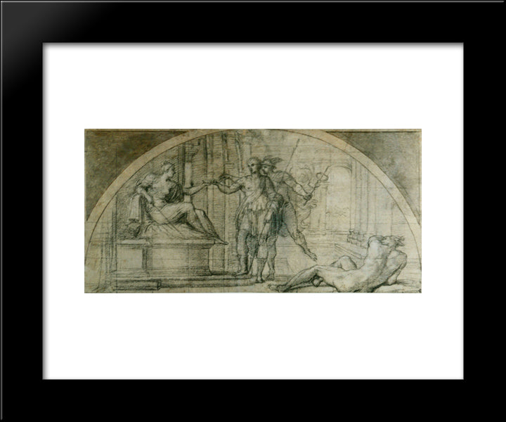 Mercury Protecting Ulysses From The Charms Of Circe 20x24 Black Modern Wood Framed Art Print Poster by Carracci, Annibale