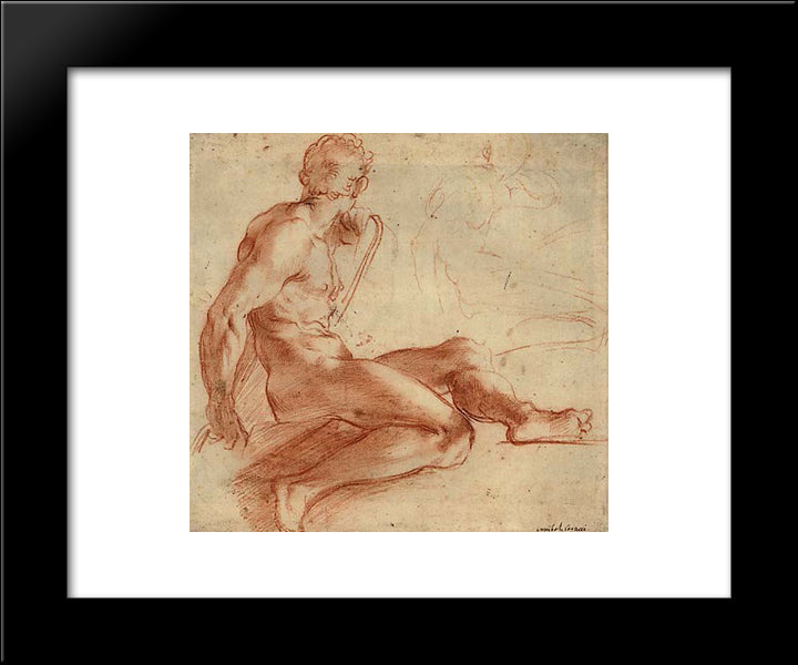 Nude Study 20x24 Black Modern Wood Framed Art Print Poster by Carracci, Annibale