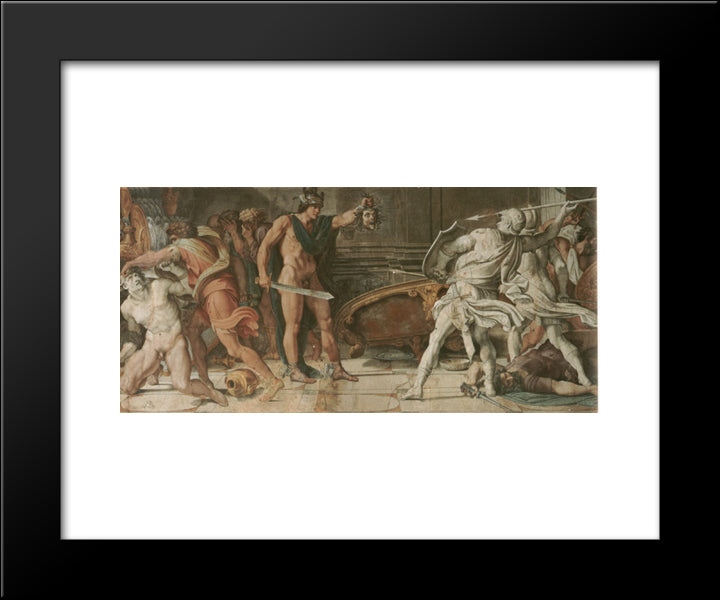 Perseus And Phineas 20x24 Black Modern Wood Framed Art Print Poster by Carracci, Annibale