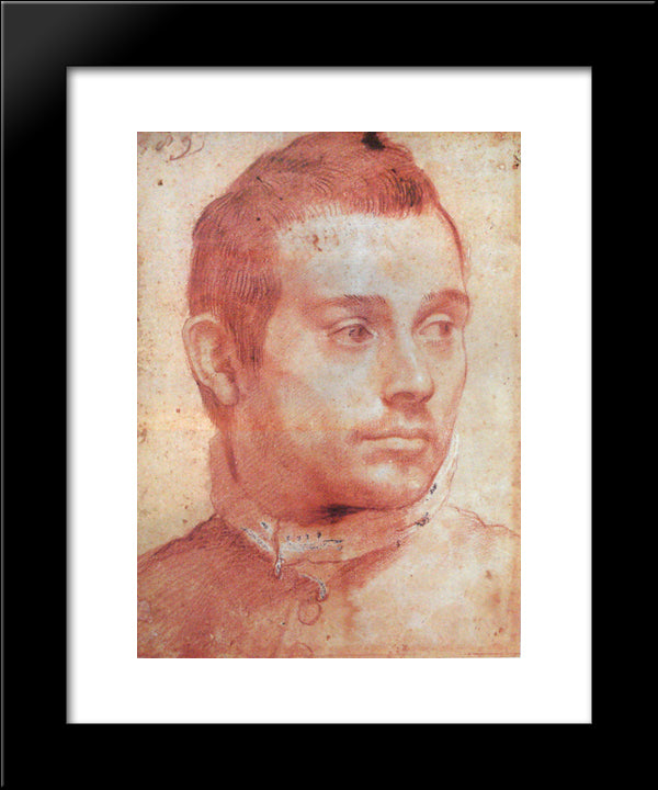 Portrait Of A Man 20x24 Black Modern Wood Framed Art Print Poster by Carracci, Annibale