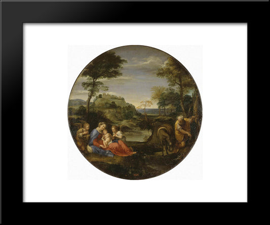 Rest On Flight Into Egypt 20x24 Black Modern Wood Framed Art Print Poster by Carracci, Annibale